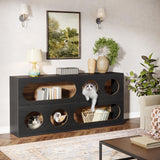 Tribesigns Console Table, 61-Inch Narrow Sofa Entryway Table with Storage, 3-Tier Modern Hallway Behind Couch Table Accent Table for Living Room, Black Tribesigns