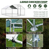 Chicken Coop Large Metal Chicken Run for Yard Chicken Pen/Cage Outdoor Walk-in Chicken House Heavy Duty Poultry Cage with Waterproof and Anti-UV Cover WoodArtSupply