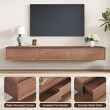 Modern Walnut TV Stand - Mid Century Floor or Floating TV Console, Versatile Entertainment Center with 3 Drawers Fits 65-75-85 Inches TV for Living Room (78.74") Etelifrank