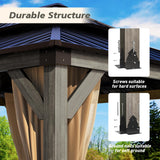 HOMPUS 10x12 FT Hardtop Wood Gazebo, Cedar Wood Frame Gazebo with Double Metal Roof, Outdoor Gazebo with Netting & Curtains, Wooden Gazebos Pavilion for Backyard, Garden, Deck, Gray HOMPUS