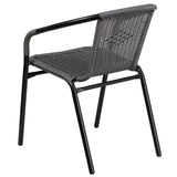 EMMA + OLIVER 2 Pack Gray Rattan Indoor-Outdoor Restaurant Stack Chair with Curved Back EMMA + OLIVER