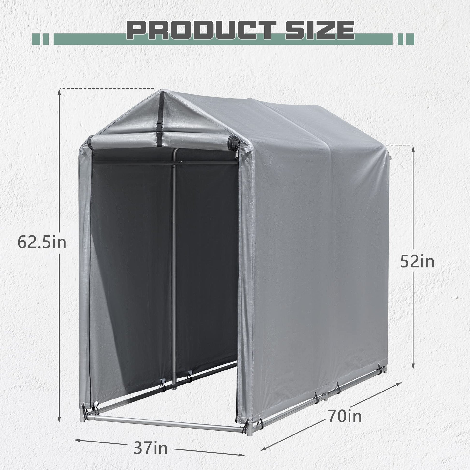 Flamaker Storage Shed 6' x 3' Metal Frame Outdoor Waterproof Carport Shelter with Rollup & Zipper Door Garage Tent for Bike, Motorcycle, Firewood - WoodArtSupply