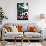 DOMROM Framed Paint by Numbers Kit for Adults Beginners with Wooden Easel, Landscape Lake Paint by Number Kit on Canvas, DIY Oil Painting Kits for Home Wall Decor Gift 20x30cm DOMROM