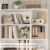 HOSTACK 75" Tall Book Shelf and Bookcase, 6 Tier Bookshelf with Storage, 47" Wide Bookcase with Doors, Freestanding Wood Display Shelves with Book Storage Cabinet for Home Office, Living Room, White HOSTACK