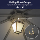 Raysfung 10'x10' Hardtop Gazebo, Outdoor Polycarbonate Roof Gazebo Metal Frame Permanent Pavilion with Netting & Curtains for Garden, Patio, Lawns(Grey) Raysfung