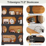 Tribesigns 71" Modern S-Shaped Tall Bookcase – 4-Tier Decorative Storage Shelf in Black Tribesigns