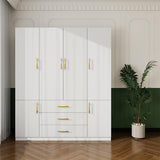 TemkTuek White Wardrobe Closet with Doors, 3 Drawers, Hanging Rods, Metal Handles, Large Capacity, Modern, Freestanding Armoire, Ideal for Bedroom 63.0" W x 20.47" D x 70.87" H (26) TemkTuek