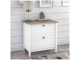 Bush Furniture Mayfield 2 Drawer Lateral File Cabinet in Pure White and Shiplap Gray Bush Business Furniture