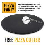 Heritage 15" Ceramic Pizza Stone Set - Non-Stick, Stain-Free with Bonus Cutter - Black Heritage Products