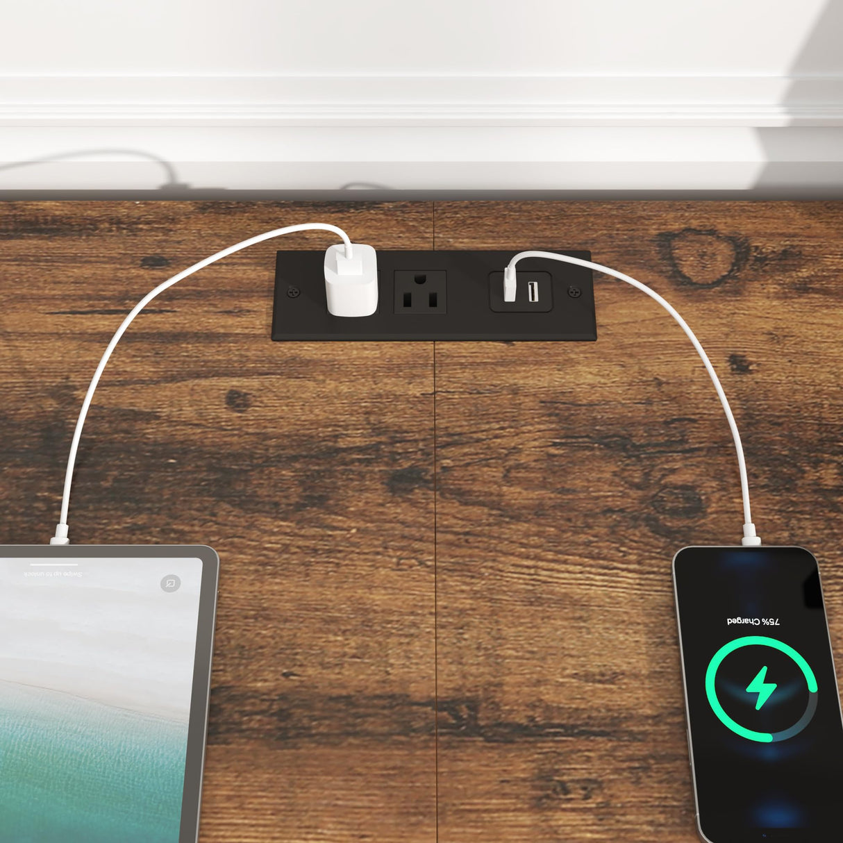 Farmhouse TV Stand for 80/75 inch TVs, Rustic Entertainment Center TV Cabinet Stands with Power Outlets, Rustic Brown Bolonbi