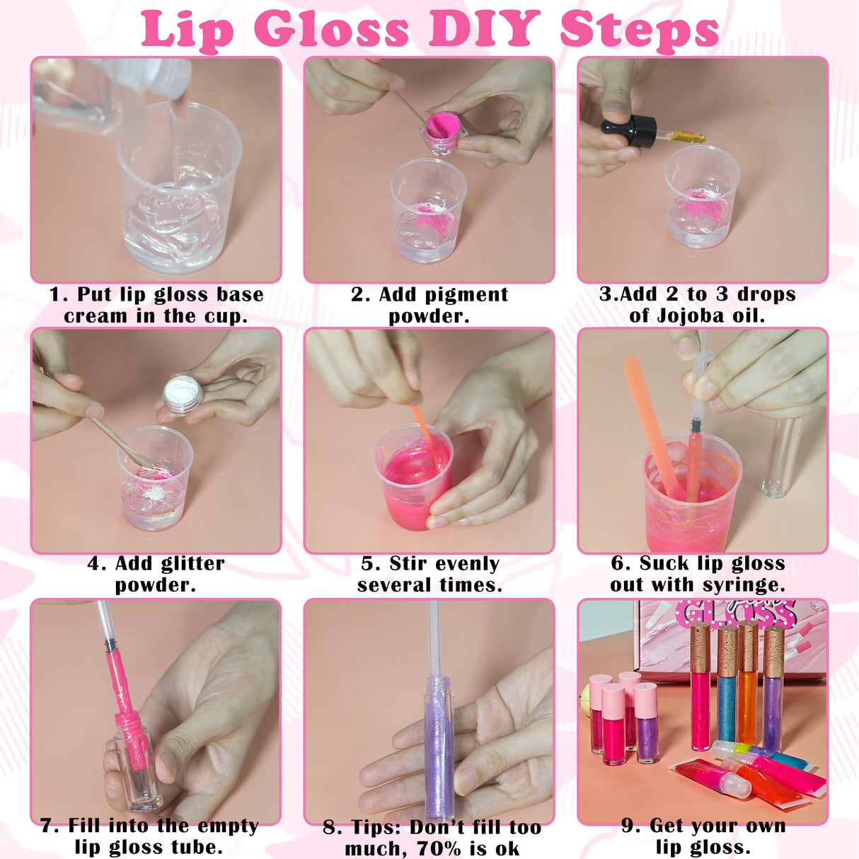 BRIPATI DIY Lip Gloss Making Kit, 46PCS DIY Lip Gloss Kit to Make Your Own Lip Gloss, Moisturizing Lip Glaze Handmade Set, Beginner Lip Gloss Kit, Lip Gloss Making Supplies Set for Women Girls BRIPATI