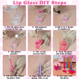 BRIPATI DIY Lip Gloss Making Kit, 46PCS DIY Lip Gloss Kit to Make Your Own Lip Gloss, Moisturizing Lip Glaze Handmade Set, Beginner Lip Gloss Kit, Lip Gloss Making Supplies Set for Women Girls BRIPATI