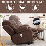 BOSMILLER Power Lift Recliner Chair with Heat and Massage Electric Fabric Recliner Chair for Elderly with Side Pocket, USB Charge Port, Remote Control for Living Room (Deep Brown) BOSMILLER