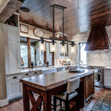 Wood Kitchen Island Lighting,4-Light Farmhouse Dining Room Light Fixture Matte Black Modern Chandeliers for Dining Room Over Table Hanging Pendant Light with Glass Shade for Bar Restaurant TWIG