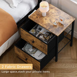 BOLUO Nightstands Set of 2 with Drawers, Small Night Stand with Pocket 2 Drawer Dresser for Bedroom Set End Table Brown BOLUO