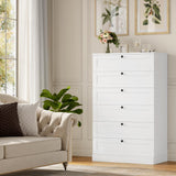 HOSTACK White 6 Drawer Dresser for Bedroom, 52" Tall Dresser & Chest of Drawers, 29" W Wood Drawer Chest, Modern Vertical Storage Cabinet for Living Room, Entryway, Hallway HOSTACK