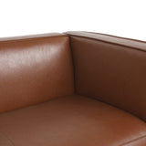 Christopher Knight Home Goyette 3 Seater Sofa - Faux Leather - Cognac Brown/Dark Walnut Christopher Knight Home
