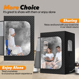 Tehanld 2 Person Portable Steam Sauna for Home, Upgraded 2 Steamer, 2 Foldable Chair & Remote Control (Black) Tehanld