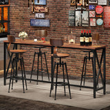 CHOEZON 70.9'' Bar Table, Kitchen Dining Table with Power Outlet and Footrest, Industrial Style, for Pub, Living Room, Rustic Brown and Black TBT08UBF CHOEZON