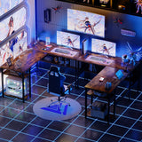 Unikito L Shaped Computer Desk with Magic Power Outlets and USB Charging Ports, Sturdy Reversible Corner Desk with Storage Shelves, Modern Work Desk for Home Office, Easy to Assemble, Rustic Brown Unikito