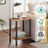 TUTOTAK End Table with Charging Station, Side Table with USB Ports and Outlets, Nightstand, 2-Tier Storage Shelf, Sofa Table for Small Space, 1 Package（2PCS） TB01BB041 TUTOTAK