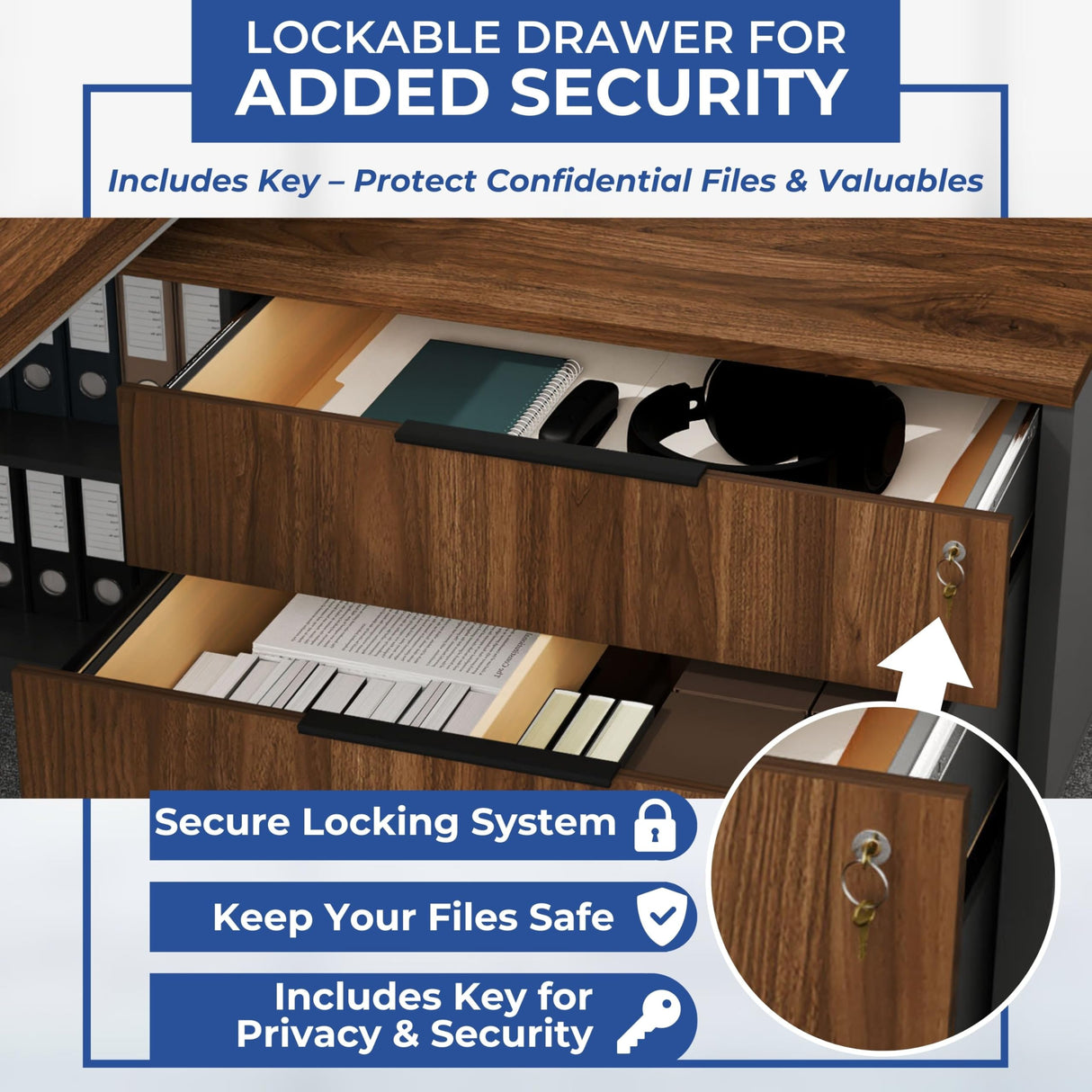 OfficeSimpli Modern L Shaped Executive Desk, 84x72x30 Inch - Made in USA – Ships Mostly Assembled – Home Office Workstation & Business Furniture, Large CEO Desk Table with Cabinets & Lockable Drawers OfficeSimpliUS