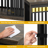 DWVO 55" Extra Large Dog Crate Furniture, Heavy Duty Metal Dog Kennel TV Stand with Sliding Door, Wooden Dog Cage Table with Dog Bowl for Extra Large Medium Dogs or 2 Small Dogs Black Oak DWVO