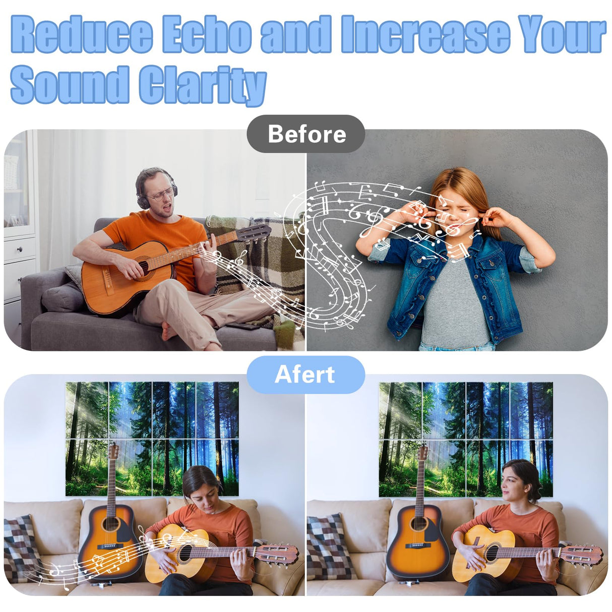 AtawLege Art Acoustic Panels 8 Pack, Sound Proof Panels for Walls, 48"X32" Self-adhesive Sound Absorbing Wall Art, Decorative Acoustical Panels, Acoustic Treatment for Recording Studio(Nature Forest) AtawLege