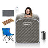 Giantex Portable Sauna, Sauna Box 3L Steam Box Remote Control, 9 Adjustable Temperature & Timer, Foot Roller, Mat & Foldable Chair, Steam Sauna for Single Person, Personal Sauna Tent for Home, Gray Giantex