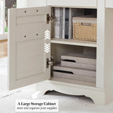 RedLemon 60" Farmhouse Executive Desk, Home Office Desk with Drawers, Charging Station, Keyboard Tray, File Drawer, Storage Cabinet, Wood Rustic Computer Writing Desk (Antique White) RedLemon