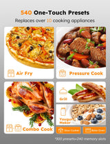 Nuwave Duet Air Fryer, Electric Pressure Cooker & Grill Combo, 540 IN 1 Multicooker with 2 Removable Lids, Slow Cook, Sears, Sautés, 18/10 SS Pot, Sure-Lock Safety Tech & 9 Deluxe Accessories Nuwave