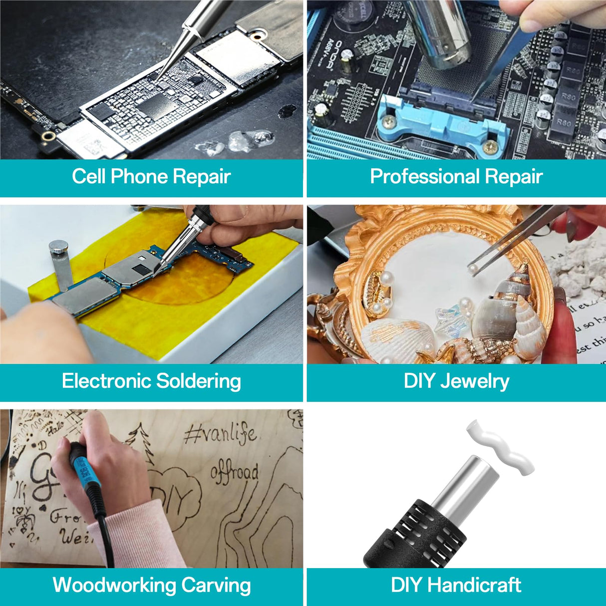 Bakon 852d+ Heat Gun And Soldering Iron 2-In-1 Kit, Smd Hot Air Rework Soldering Station, Multiple Functions Electronics Kit, Led Digital Display, Knob Type Adjustable Temperature (BK852D+) BAKON