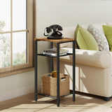 Hoctieon 3 Tier End Table, Telephone Table, Narrow Side Table with Storage, Nightstand for Small Spaces, Metal Frame, For Living Room, Bedroom, Sofa Couch, Hall, Easy Assembly, Rustic Brown Hoctieon