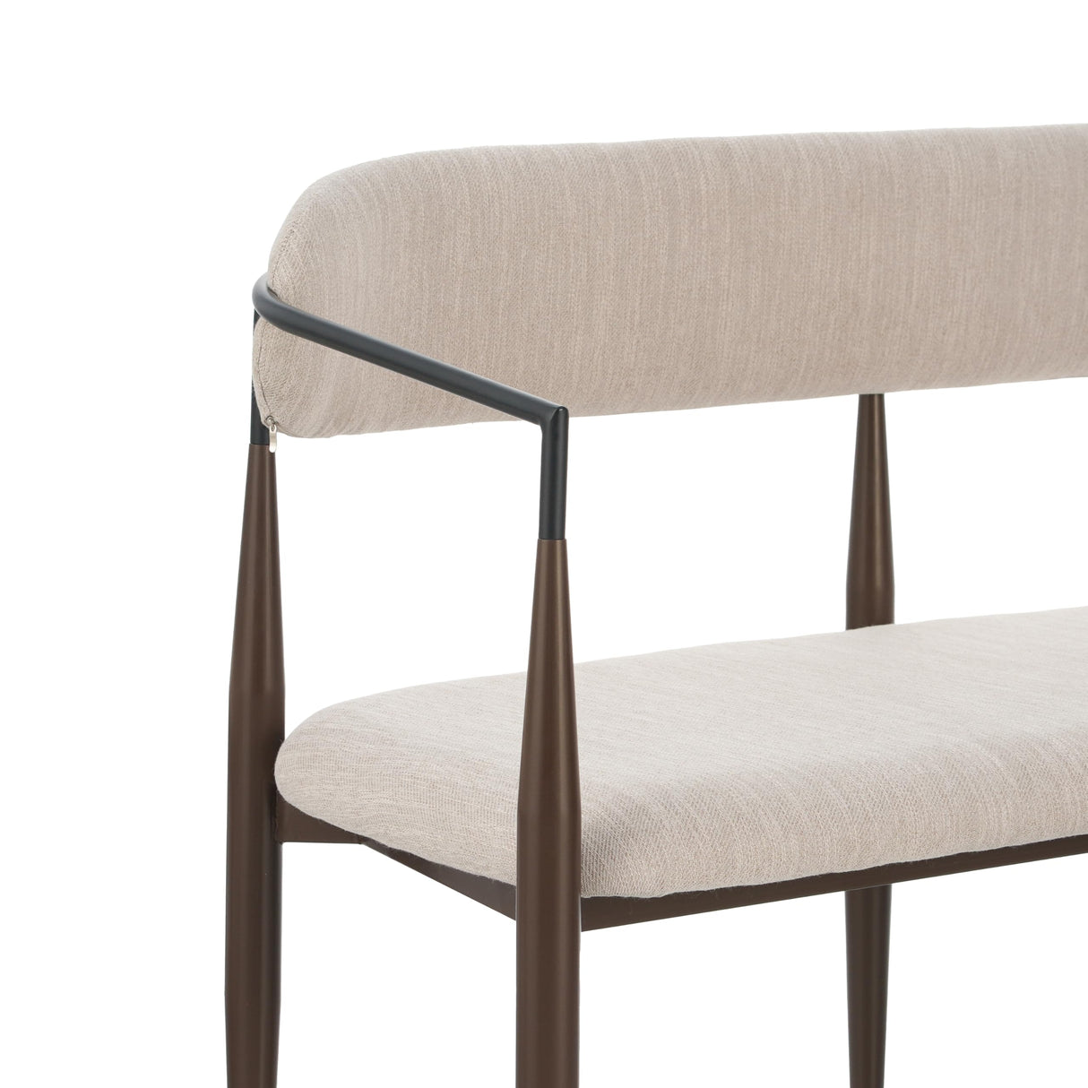 Christopher Knight Home Names Modern Metal Loveseat, Living Room Fabric Upholstered Settee, Curved Open Backrest 2-Seater Sofa, Cozy Couch for Bedroom, Apartment, Home Office, Black+Coffee+Beige Christopher Knight Home