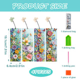 RUIFUU 4 Pcs 5D Flowers and Butterfly Diamond Art Bookmarks,DIY Diamond Painting Book Marks with Rhinestone Tassel for Graduation Birthday Reader Gifts RUIFUU