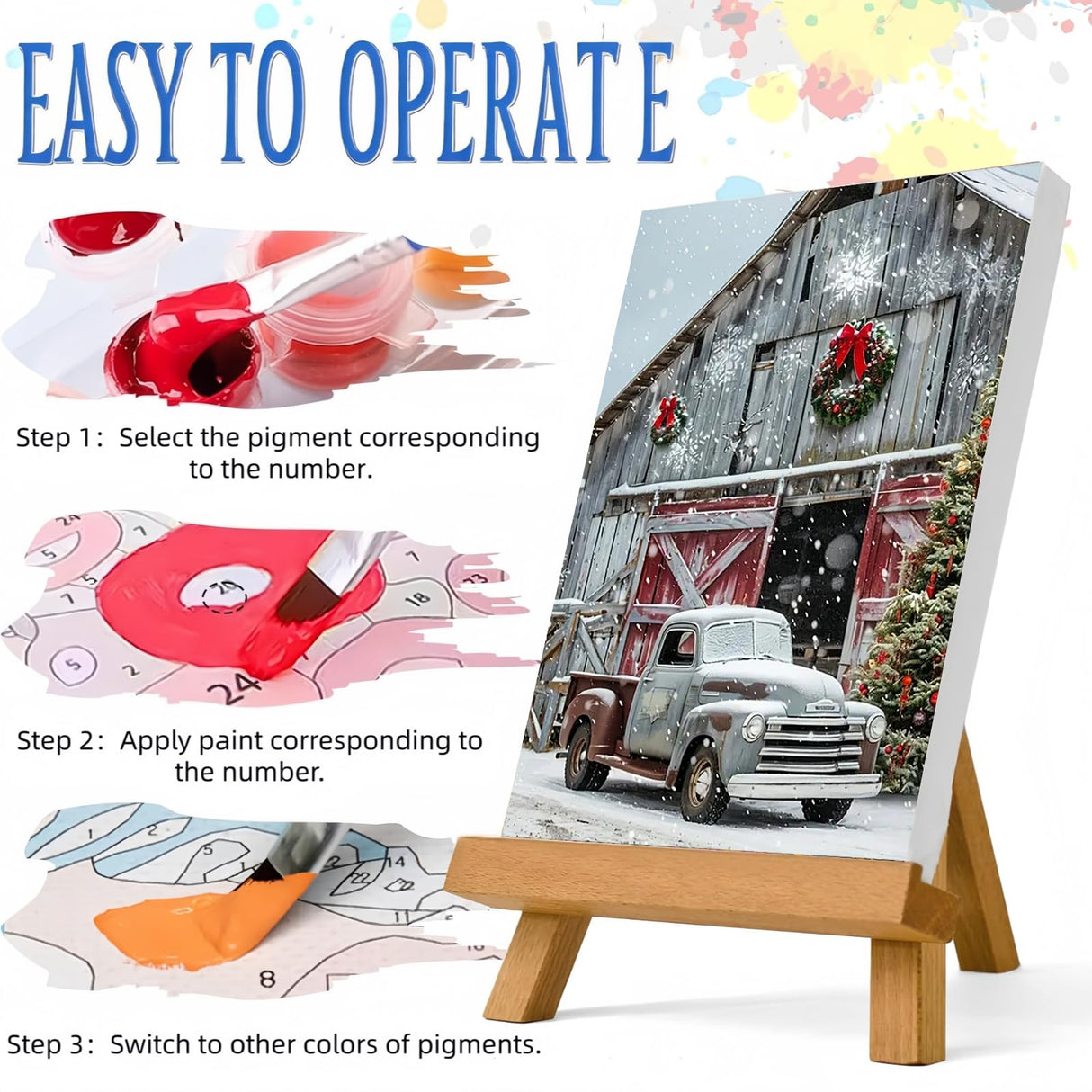 Paint by Numbers Kit for Adults Beginner, Christmas Winter Car House Easy Paint by Number Kits Canvas Without Framed,DIY Acrylic Oil Painting Adults Paint by Numbers Kits for Home Wall Decor 12x16 In. JYXSJYYD