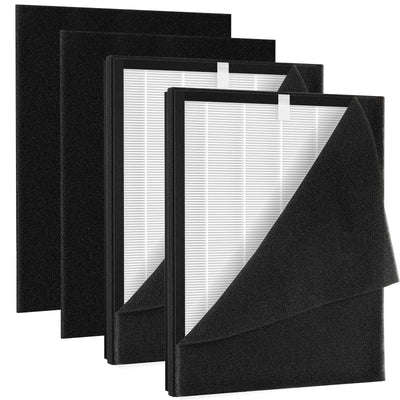 2 Pack KJ190L Filter Replacement Compatible with MOOKA KJ190L Air Purifier For Home Large Room 2000 Ft², 2 H13 HEPA Filters and 4 Washable PreFilters Pet Air Purifier Filters for Bedroom