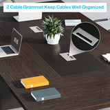 Tribesigns 8FT Conference Table with Cable Grommets for Meeting Room, 12 People Rectangle Seminar Table Large Boardroom Tables for Office, 94.5W x 47.25D x 29.5H Inch, Black Brown Tribesigns