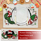 Croar Christmas Santa Placemats Set of 4, Xmas Wreath Peppermint Candy Dining Place Mats Table Decor, Winter Funny Holiday Home Kitchen Decoration 12 x 18 Inch Croar