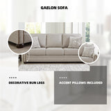 Signature Design by Ashley Gaelon Transitional Sofa with Nailheads and 2 Accent Pillows, Beige Signature Design by Ashley