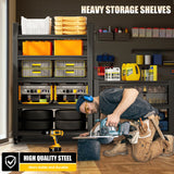 SFTORMAS 72" H Garage Shelving with Wheels Heavy Duty Storage Shelves Adjustable 5 Tier Metal Shelves for Garage Warehouse Basement Industrial Utility Racks,Black,72" HX35 WX15.75 D SFTORMAS