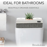 BROOKSTONE [2 PACK SET] Wicker Storage Basket, Boho Organization and Storage Container, Decorative Shelf Bin, Over the Toilet Paper Reserve, Suitable for Any Home Décor Style Brookstone