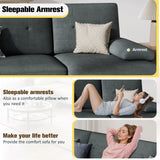 JY QAQA Sectional Couche with Soft Cushion, U-Shaped Sofa with Double Chaise, 4-Seat Linen Fabric Sofa Sets for Living Room, Apartment, Grey JY QAQA PET