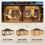 YOLENY 12' x 18' Hardtop Gazebo, Metal Gazebo with Aluminum Frame, Double Galvanized Steel Roof, Curtains and Netting Included, Metal Gazebos Pergolas for Patios, Garden, Parties, Lawns YOLENY