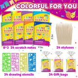 Party Favors for Kids 4-8-12: 24 Pack Scratch Rainbow Art Crafts Notebook, Coloring Book Goodie Bags Stuffers Kit, Bulk Birthday Gift Classroom Prizes Girl Boy Toddler Pigipigi Kids