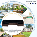 Rkufoze 14 PCs Patio Cushion Covers for 7 PCs Outdoor Furniture Sectional Seating Sets Water Resistant Plus 2 Throw Pillows (Black, 24.8(L)*24.8(W)*3.14(T) inches) Rkufoze