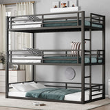 Bunk Beds, Metal Bunk Bed, Triple Bunk Bed for Kids,Teens, Adults, Girls, Boys, Detachable BunkBed Can Be Divided into 3 Twin Beds,No Box Spring Need (Black) Anwick