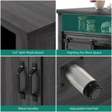 YITAHOME Farmhouse Sideboard Buffet Cabinet, 63" Farmhouse Storage Cabinet with Sliding Barn Doors and Visual Grid Doors, Coffee Bar Cabinet for Kitchen & Living Room, Dark Grey YITAHOME