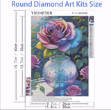 YSUNETER Rose Diamond Art Kits for Adults, Round Full Drill Diamond Painting Kits for Beginners Gem Art Painting Kits, DIY 5D Diamond Dots Painting with Diamond Arts and Crafts Decor YSUNETER