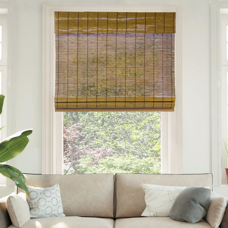 Chicology Eco-Friendly Bamboo Roman Shades - Cordless Light Filtering Blinds in Fox, 23"W x 64"H CHICOLOGY